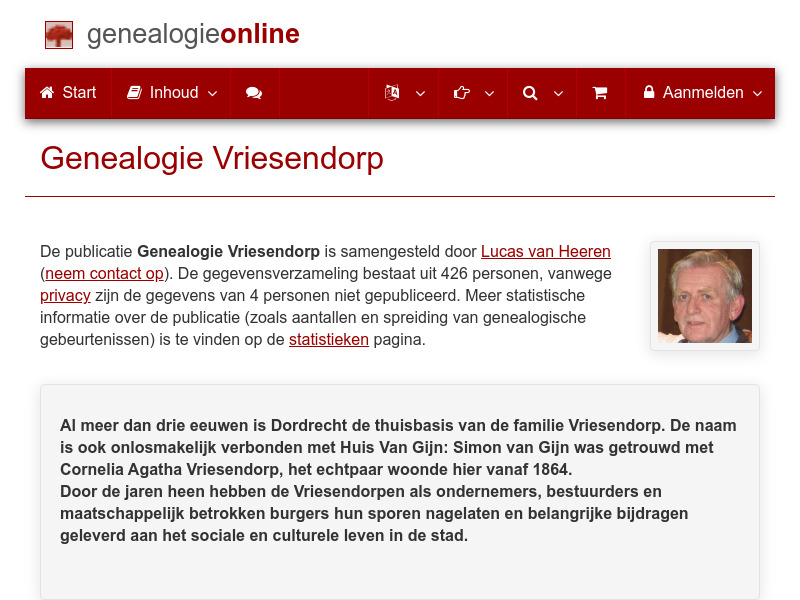 Screenshot van website