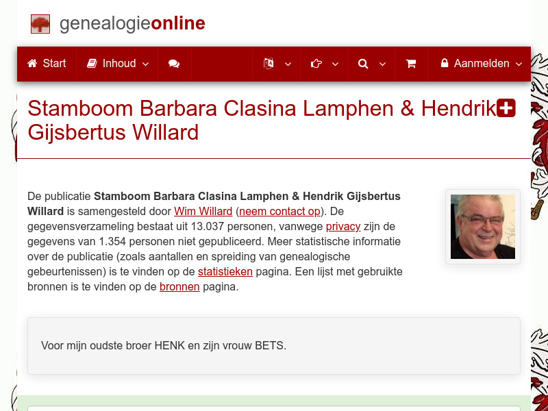 Screenshot van website