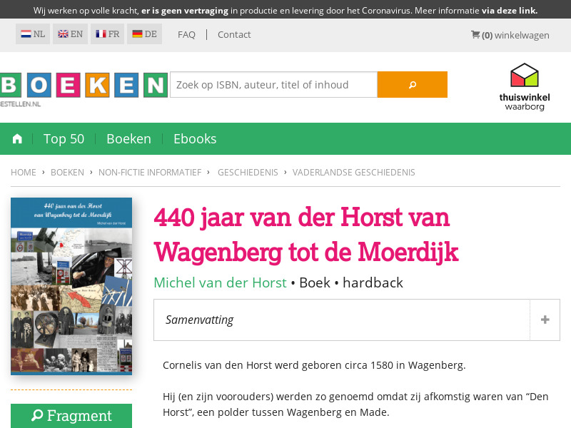 Screenshot van website