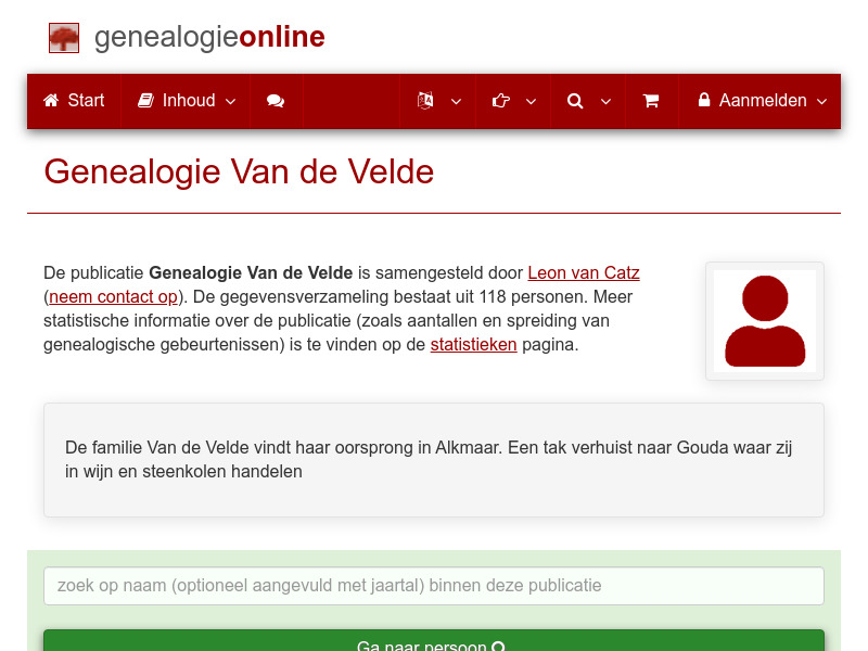 Screenshot van website