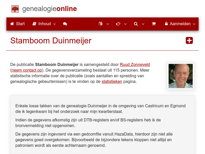 Screenshot van website