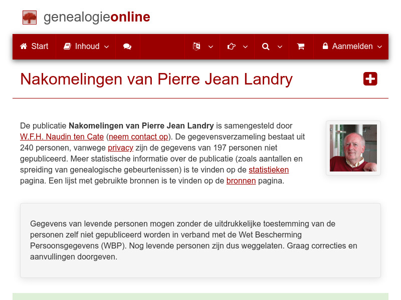 Screenshot van website