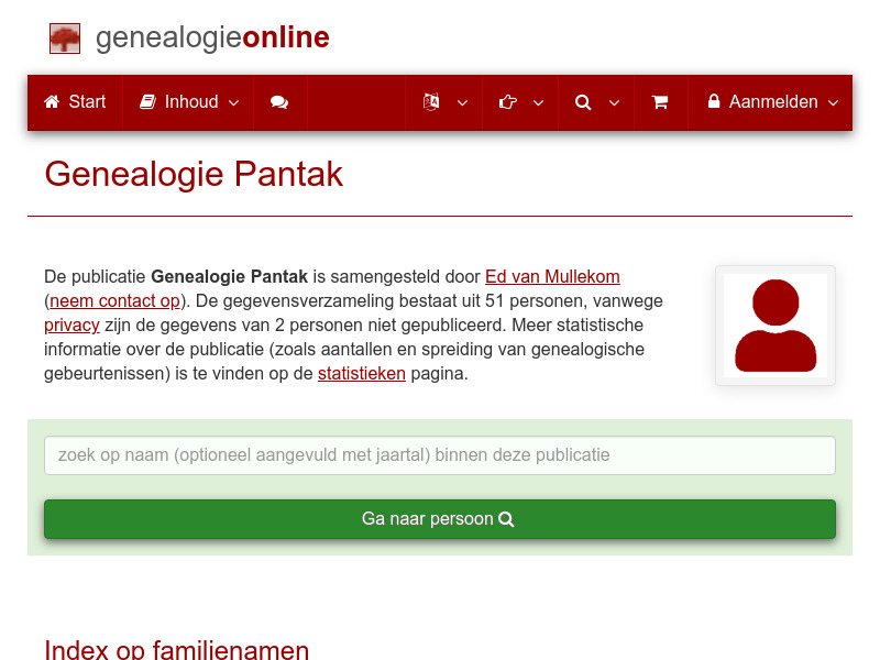 Screenshot van website