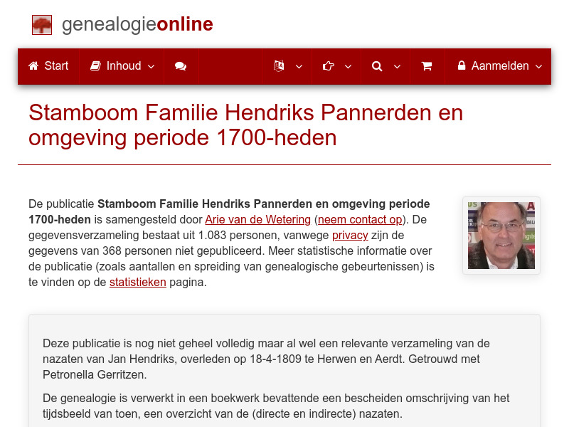 Screenshot van website