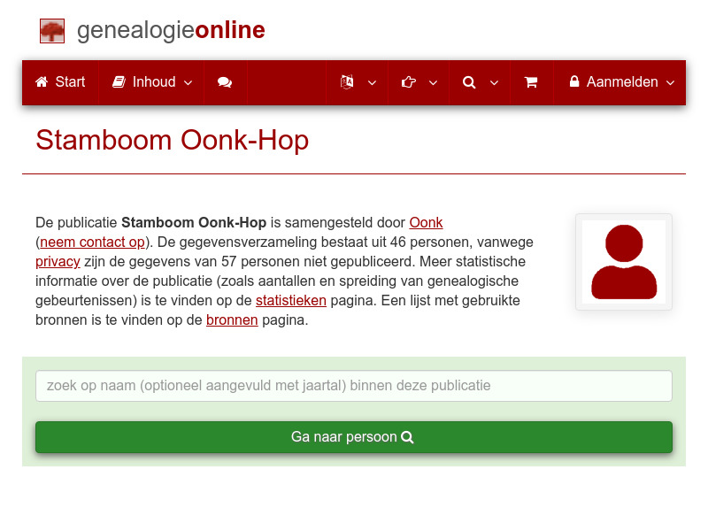 Screenshot van website
