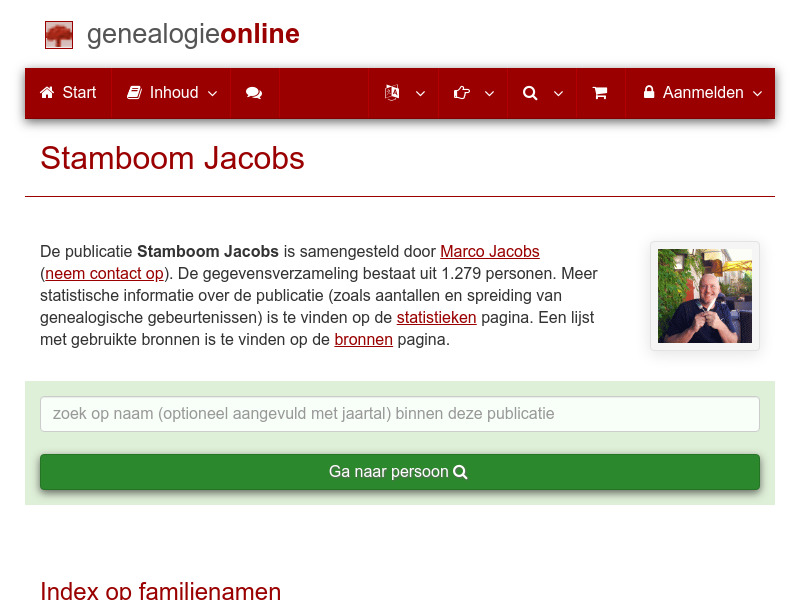 Screenshot van website