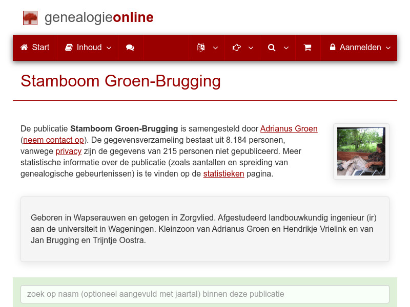 Screenshot van website