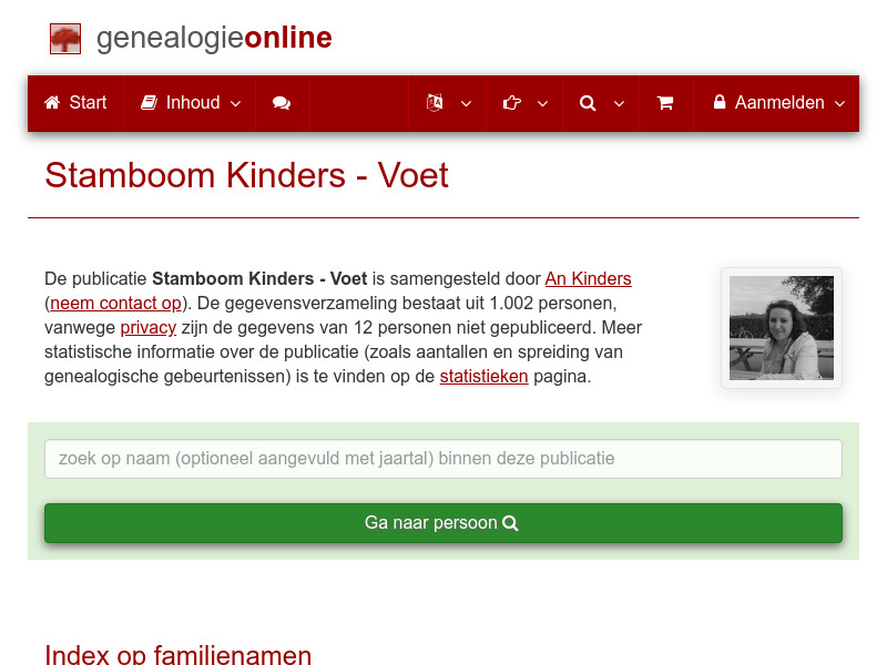 Screenshot van website