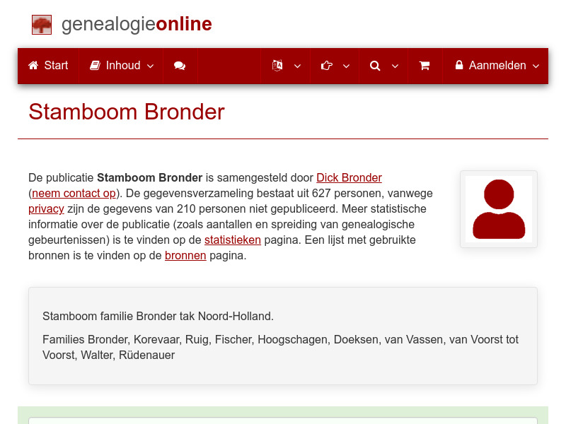 Screenshot van website