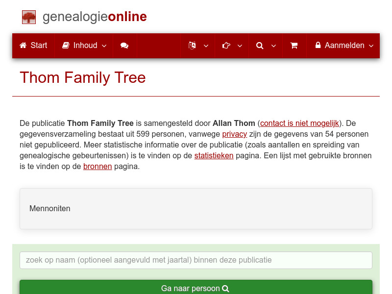 Screenshot van website