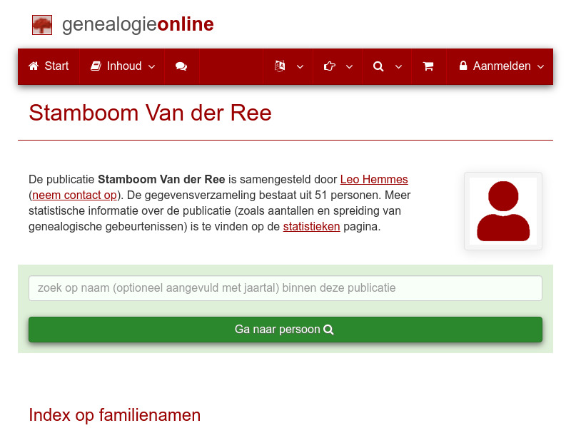 Screenshot van website