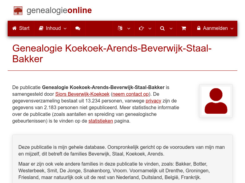 Screenshot van website