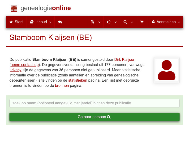 Screenshot van website