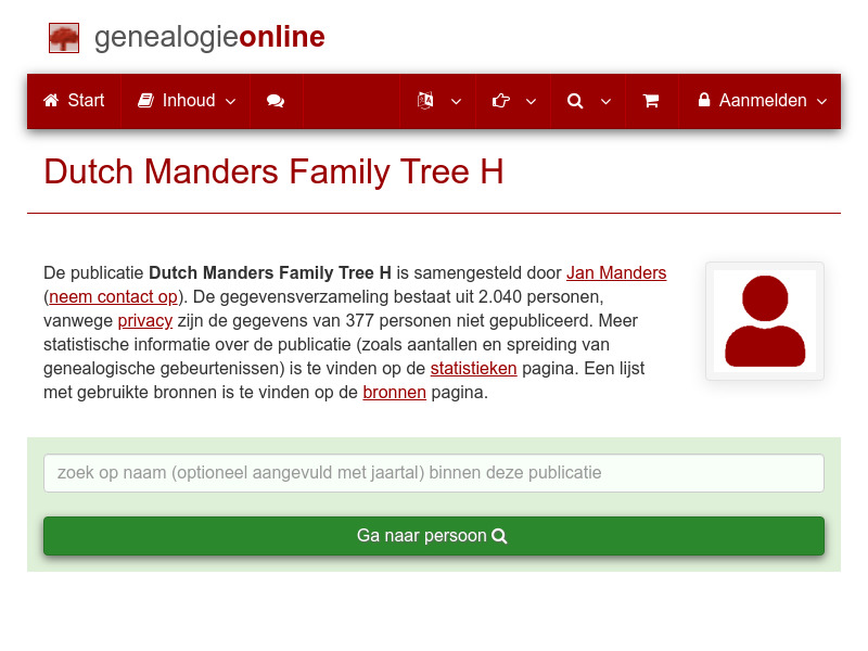 Screenshot van website