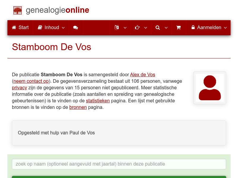 Screenshot van website