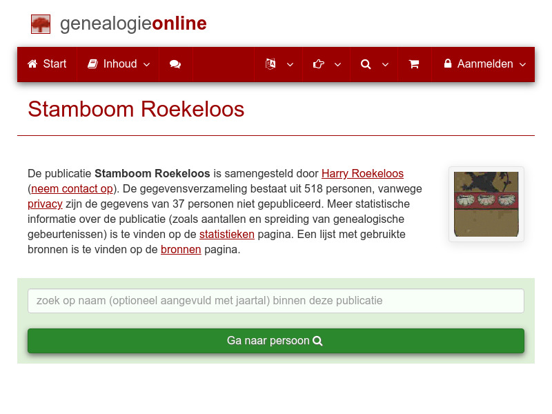 Screenshot van website