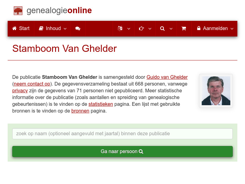 Screenshot van website