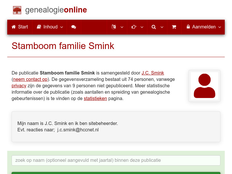 Screenshot van website