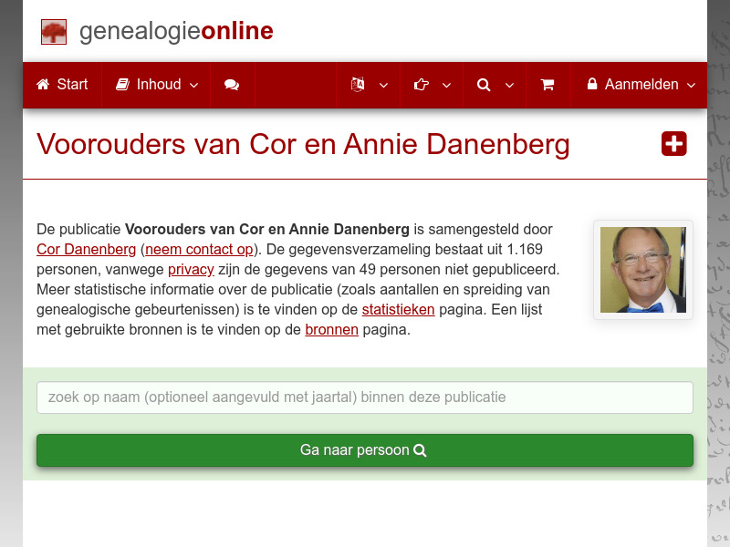 Screenshot van website