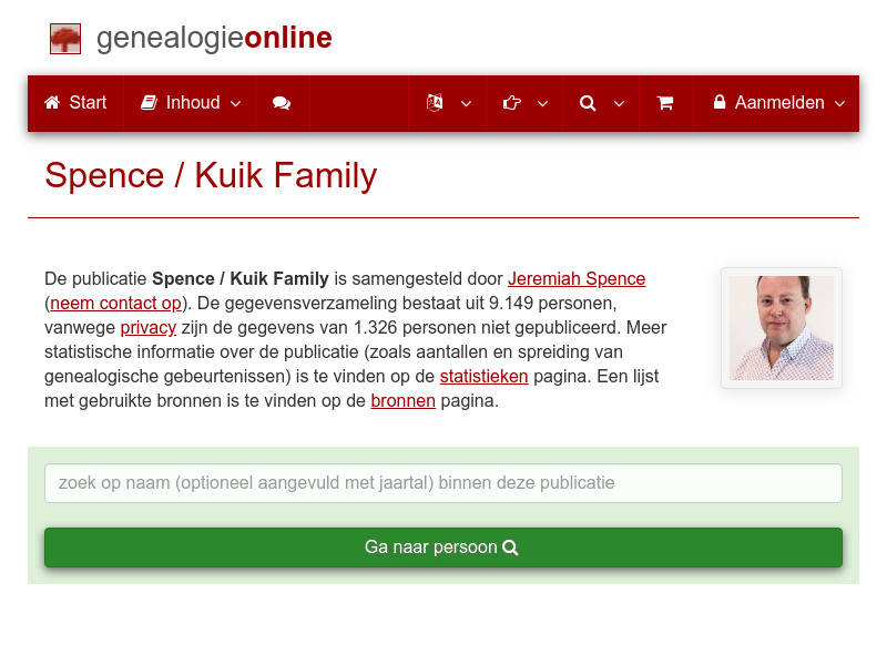 Screenshot van website