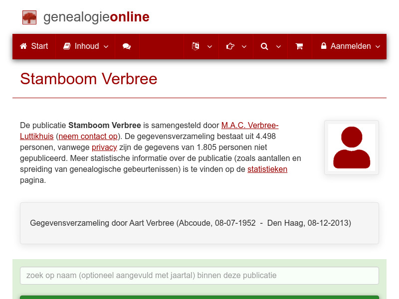 Screenshot van website
