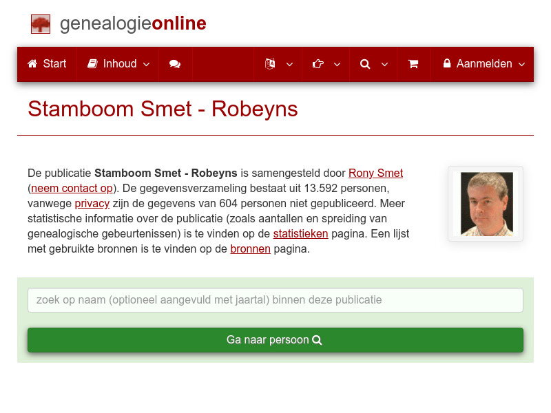Screenshot van website