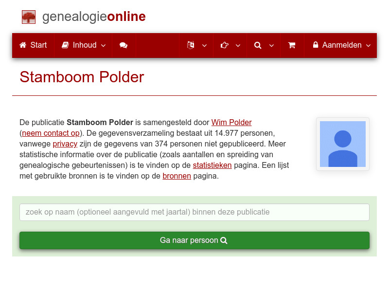 Screenshot van website