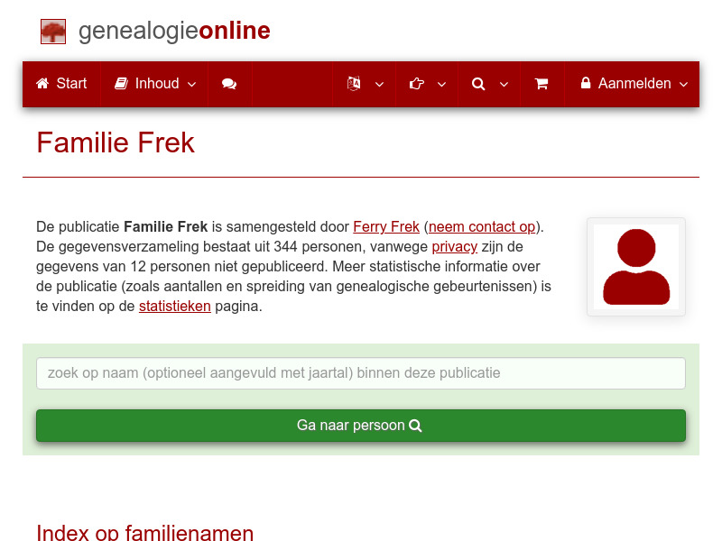 Screenshot van website