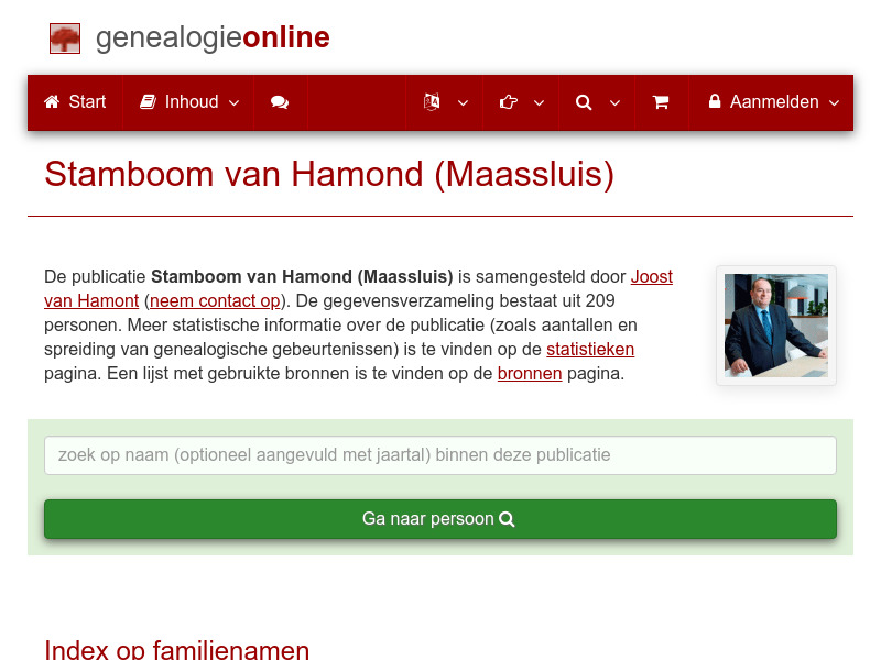 Screenshot van website