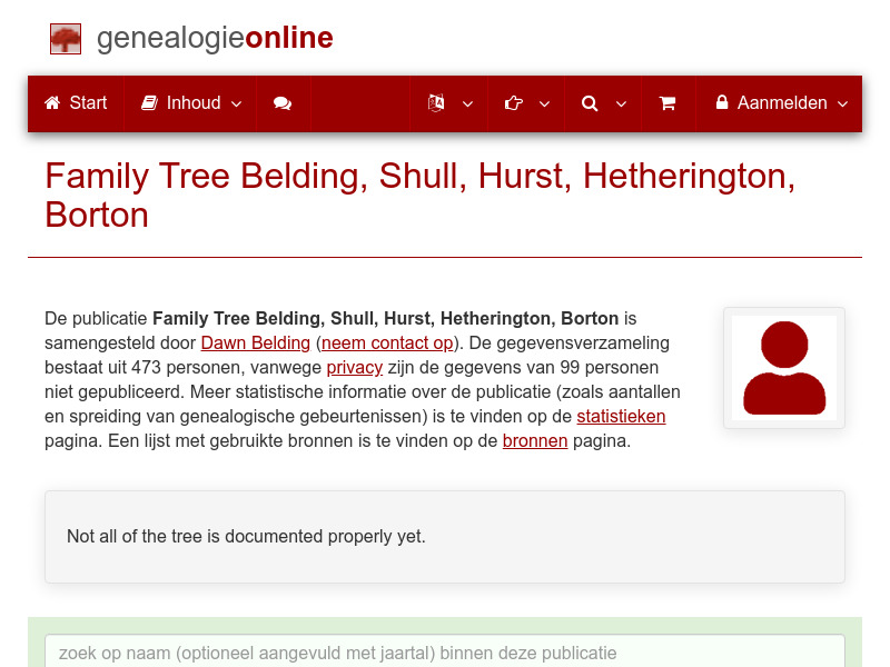 Screenshot van website
