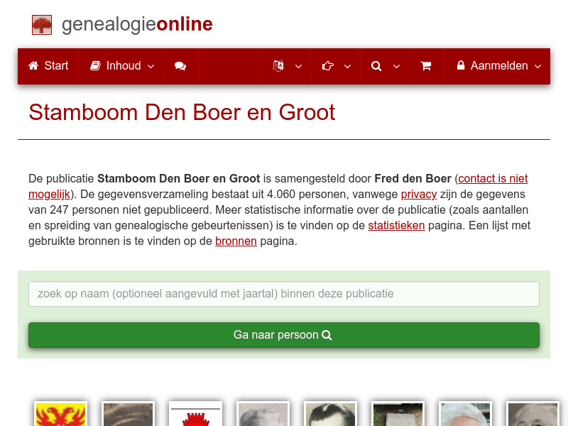 Screenshot van website