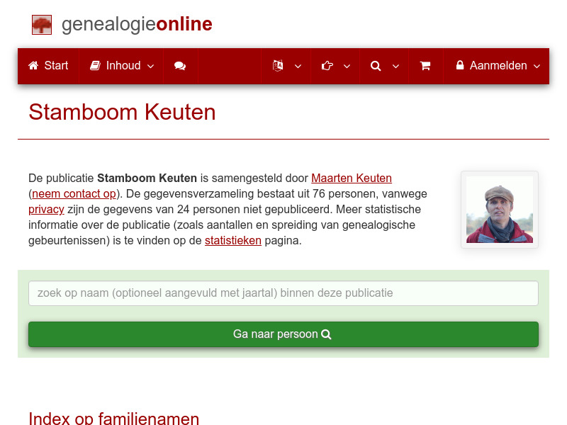 Screenshot van website