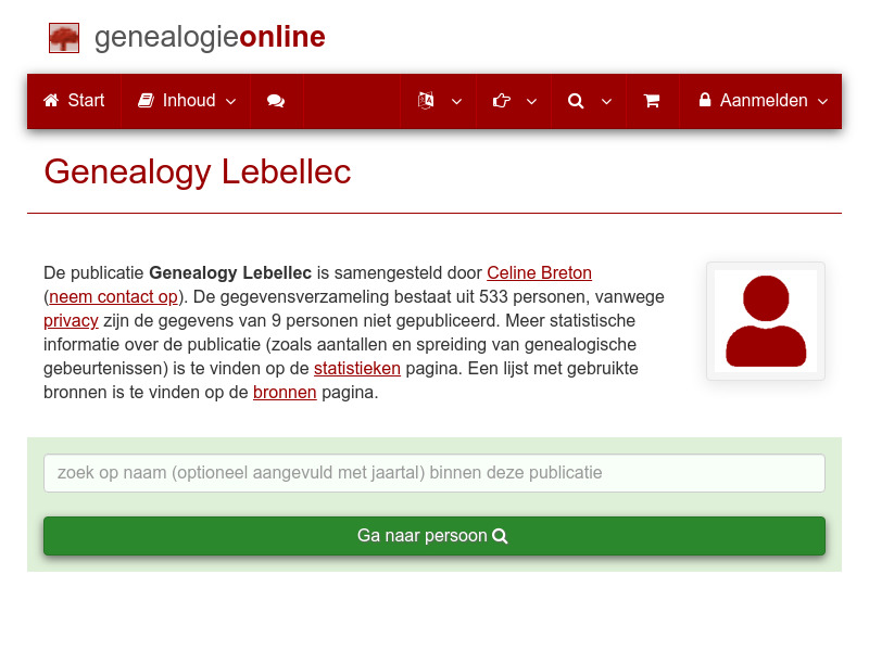 Screenshot van website