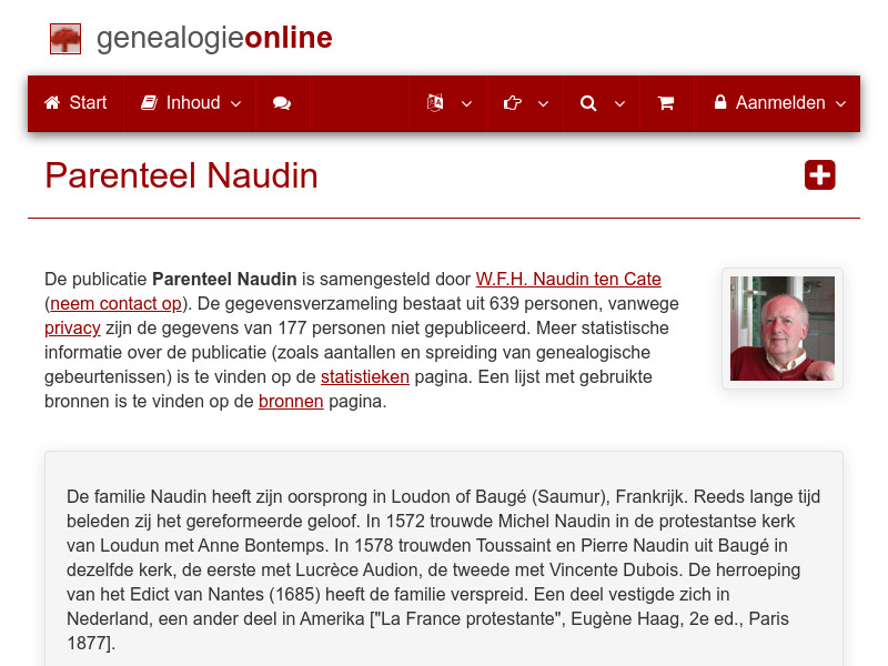 Screenshot van website
