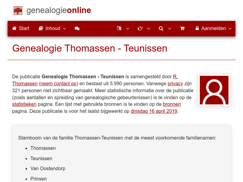 Screenshot van website