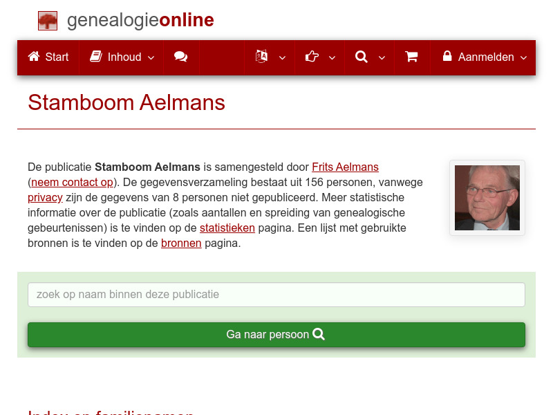 Screenshot van website