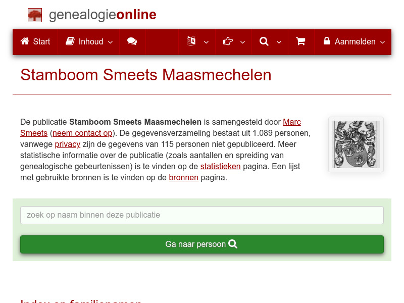 Screenshot van website