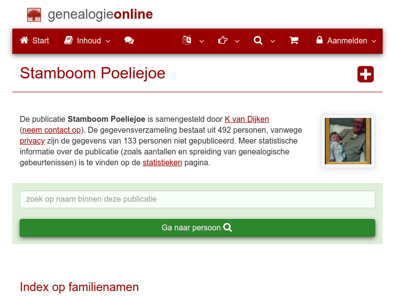 Screenshot van website