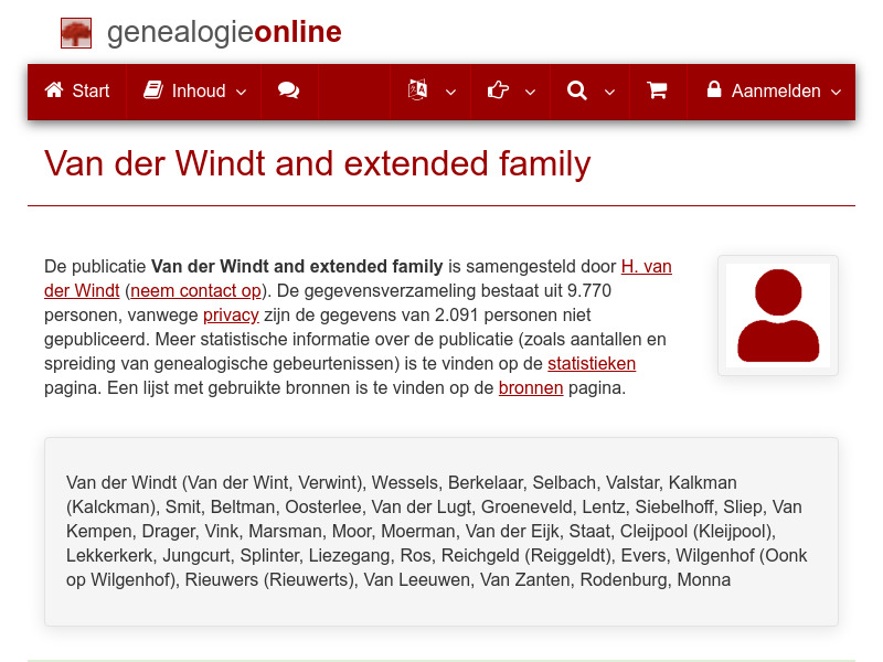 Screenshot van website
