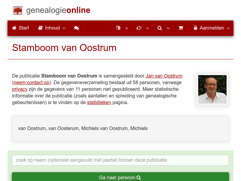 Screenshot van website