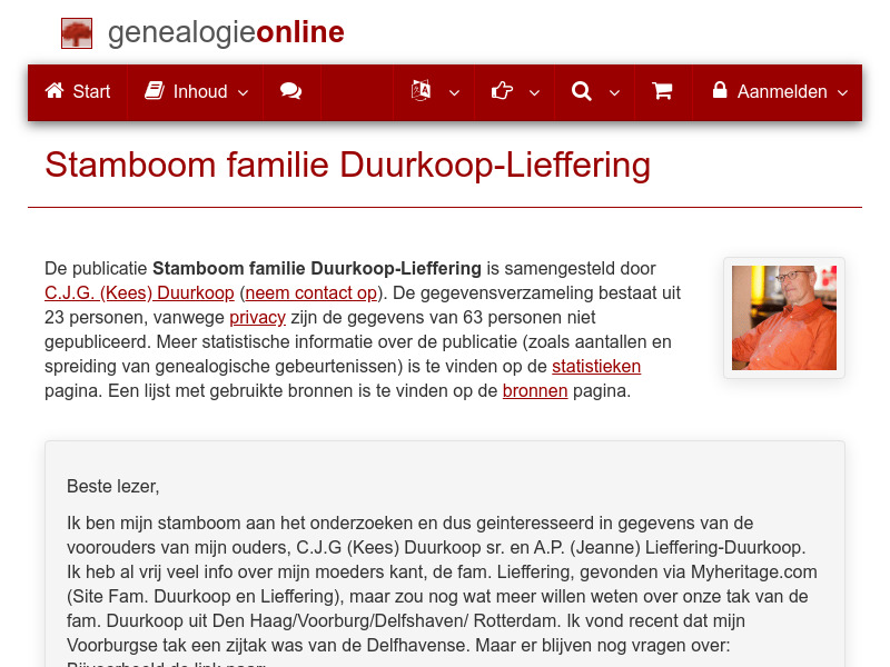 Screenshot van website