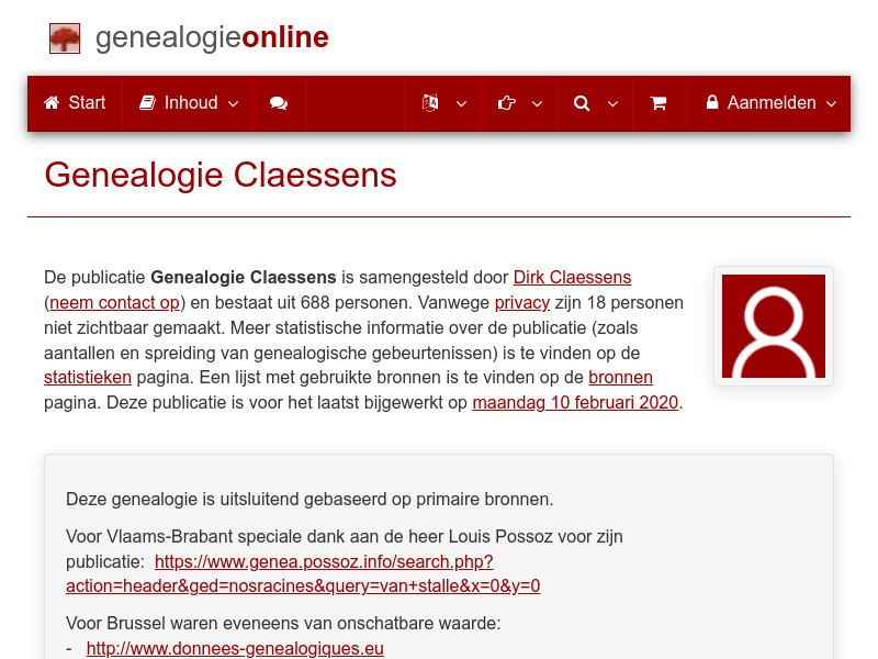 Screenshot van website
