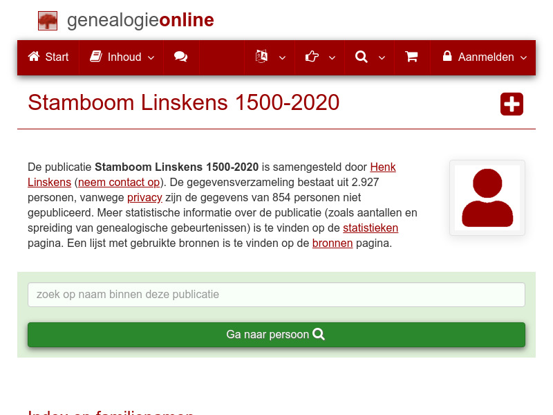 Screenshot van website