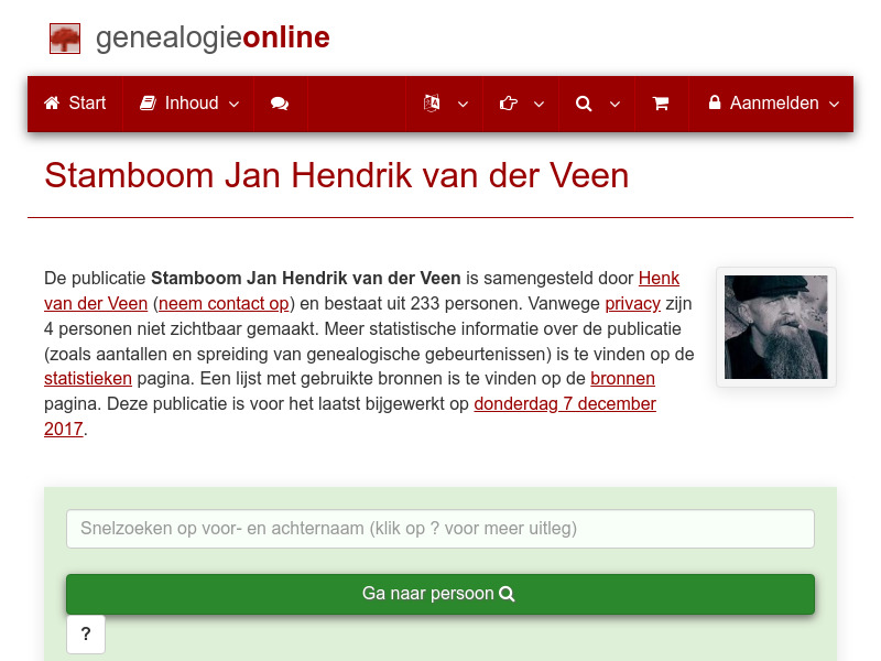 Screenshot van website