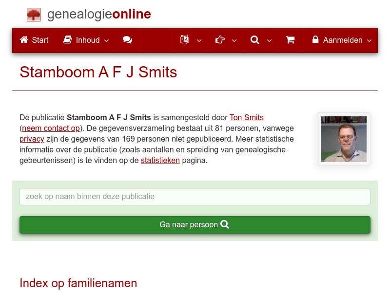 Screenshot van website