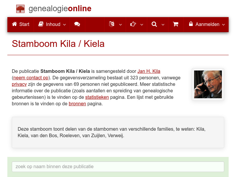 Screenshot van website