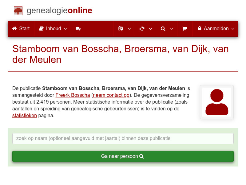 Screenshot van website