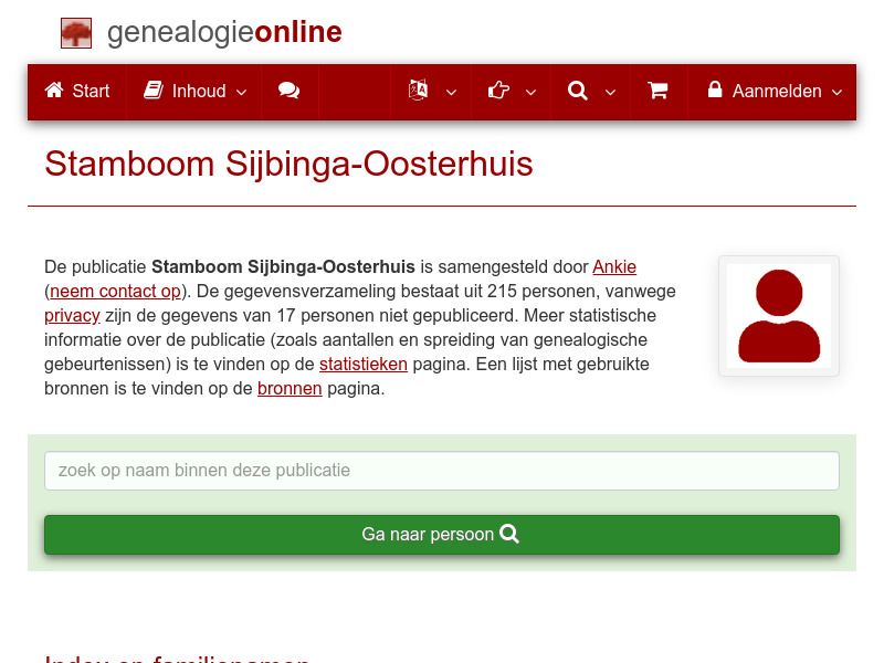 Screenshot van website