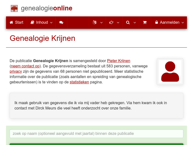 Screenshot van website