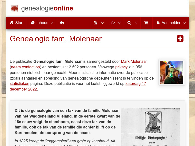Screenshot van website